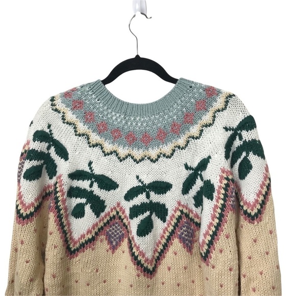 Tarazzia Vintage Olive Branch Knit Fair Isle Sweater - Picture 5 of 8